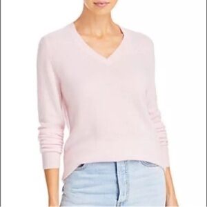 Belle France V-Neck Pink Cashmere Sweater